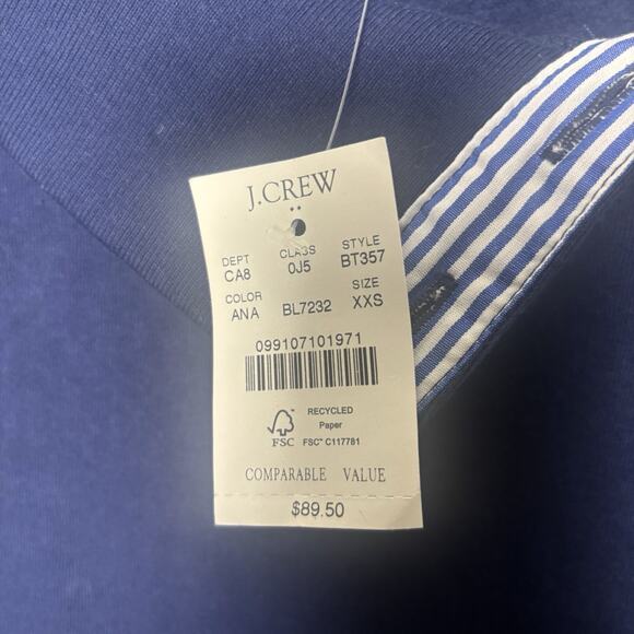 NWT J Crew Women’s Wide button-collar pullover sweatshirt Navy New XXS 2XS - Picture 3 of 8